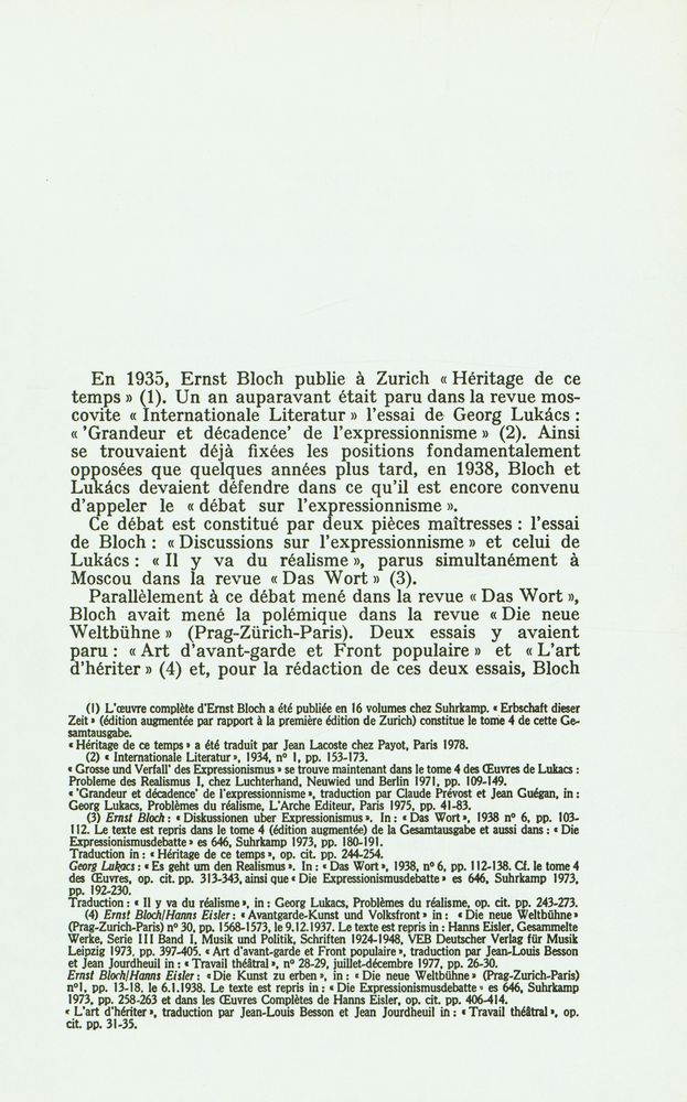 『LUKÁCS, BLOCH, EISLER : contribution à l'histoire d'une controverse』 2