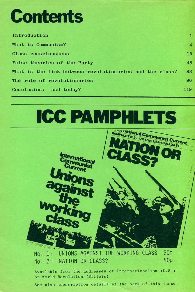 『International Communist Current 3 : COMMUNIST ORGANIZATIONS & CLASS CONSCIOUSNESS』 2
