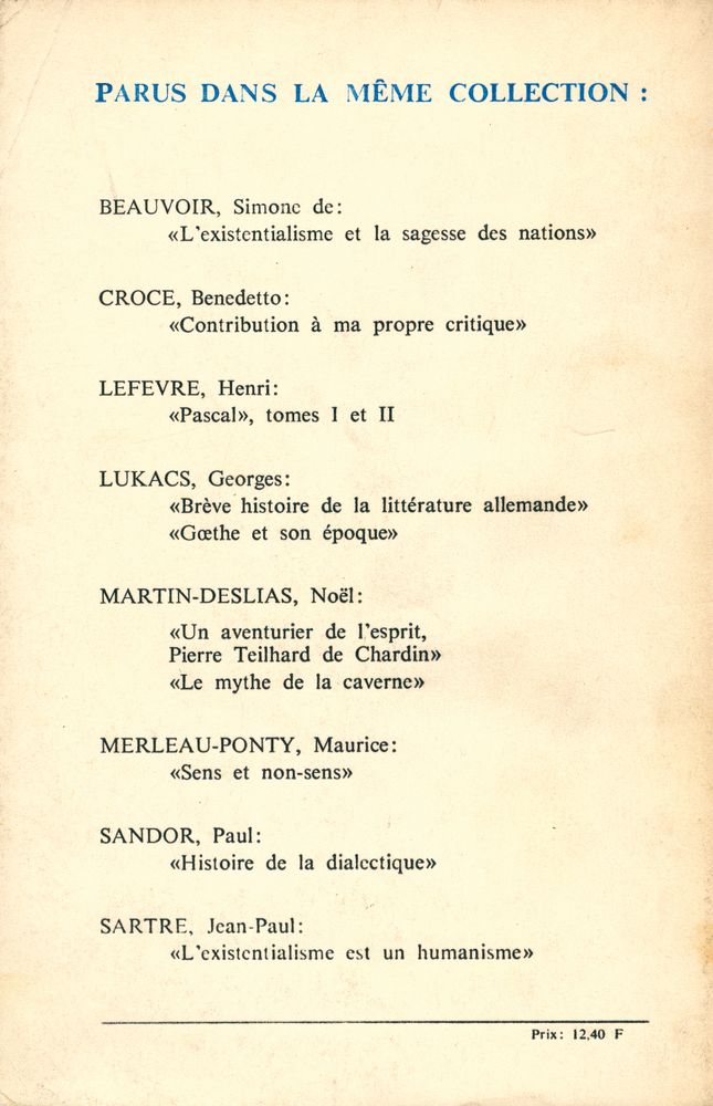 『EXISTENTIALISME OU MARXISME?』 4