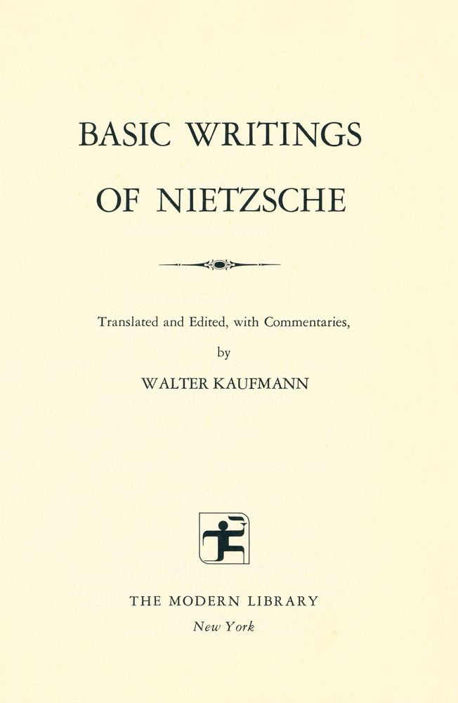 『BASIC WRITINGS OF NIETZSCHE』 1