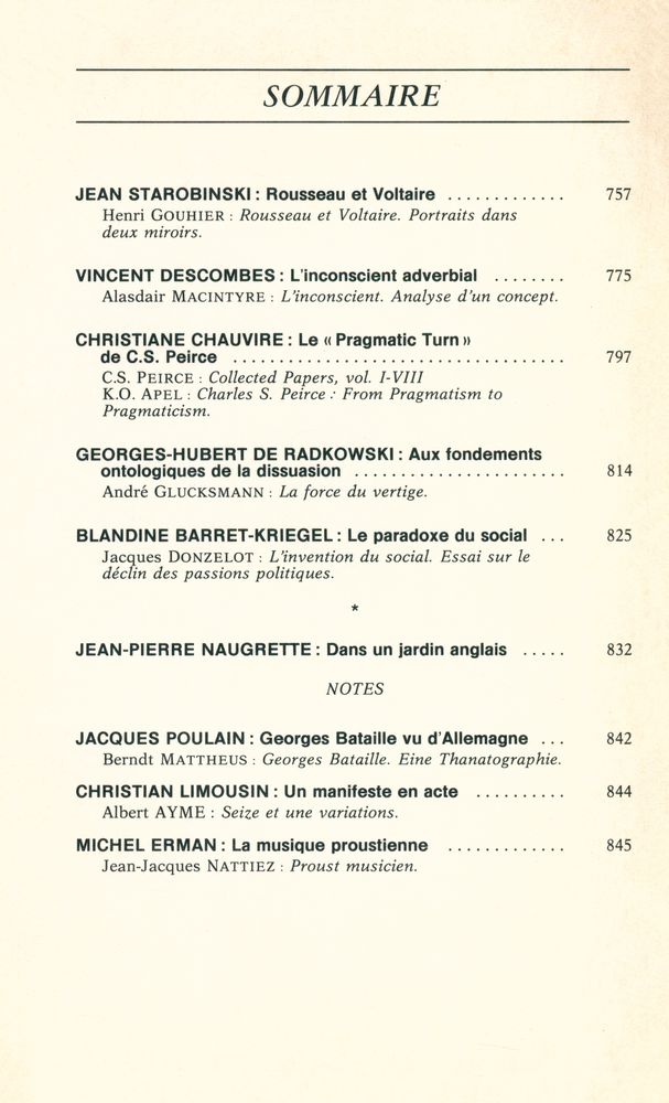 『CRITIQUE』 OCTOBRE 1984 2