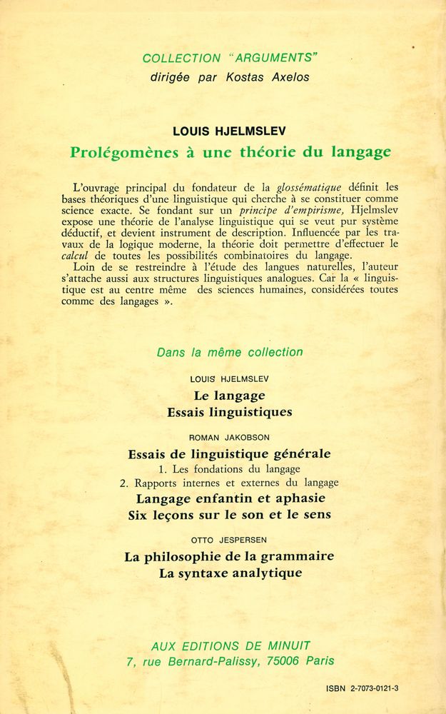 『PROLÉGOMÈNES A UNE THÉORIE DU LANGAGE suivi de LA STRUCTURE FONDAMENTALE DU LANGAGE』 3
