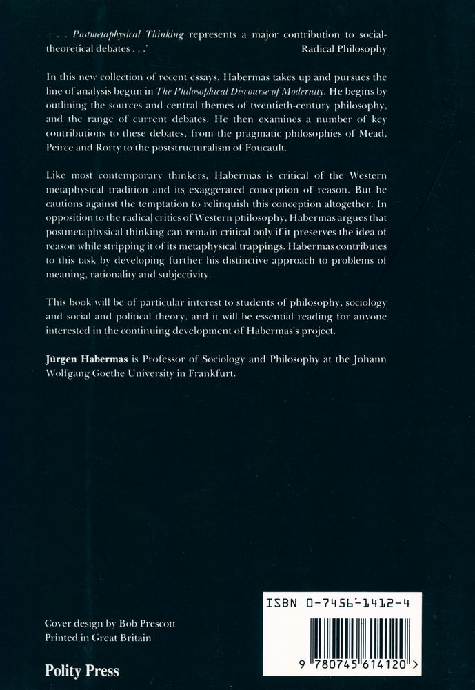 『Postmetaphysical Thinking: Philosophical Essays』 3