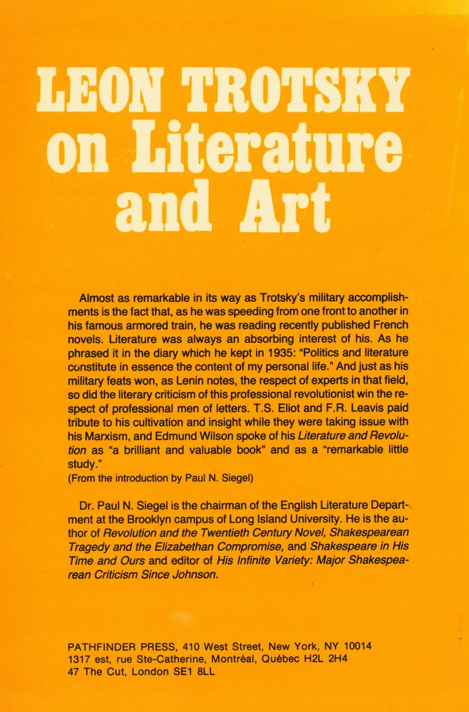 『LEON TROTSKY on Literature and Art』 4