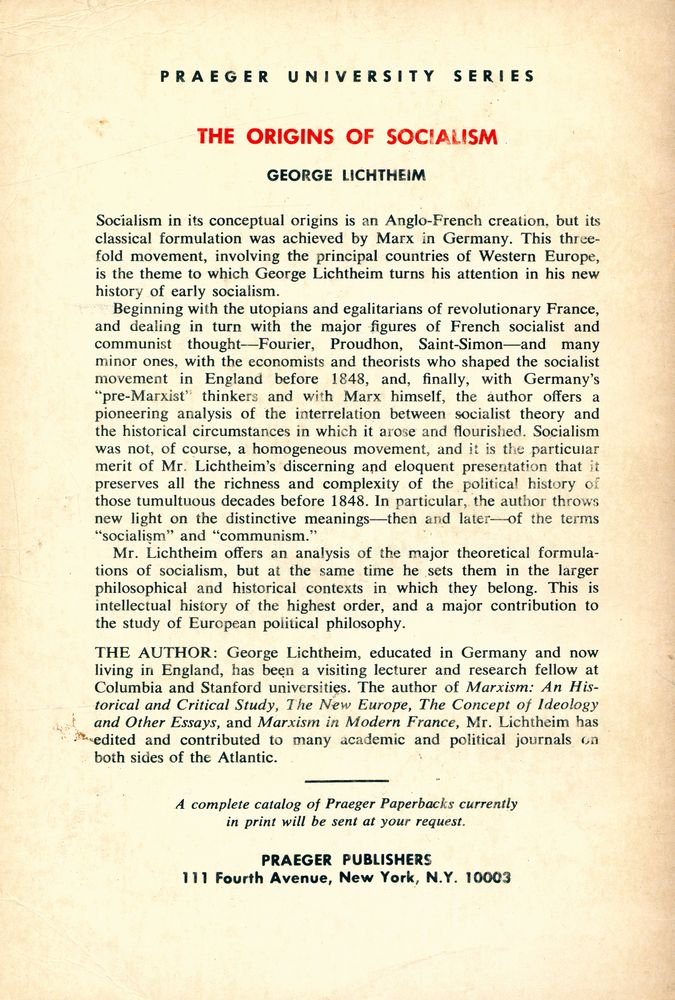 『The Origins of Socialism』 4