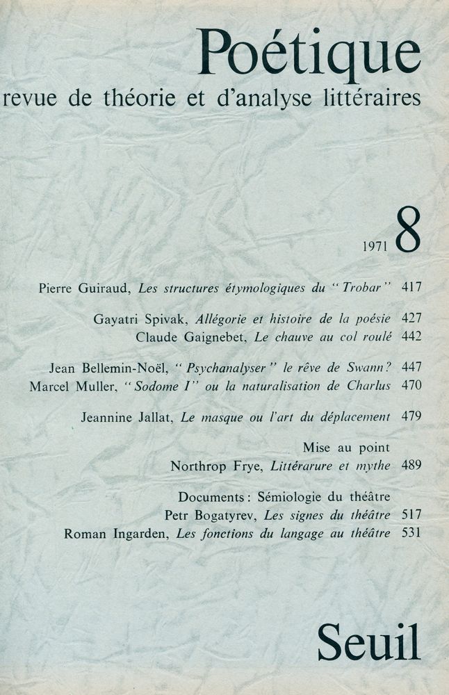 『Poétique』 1971 Vol. 5~8 4