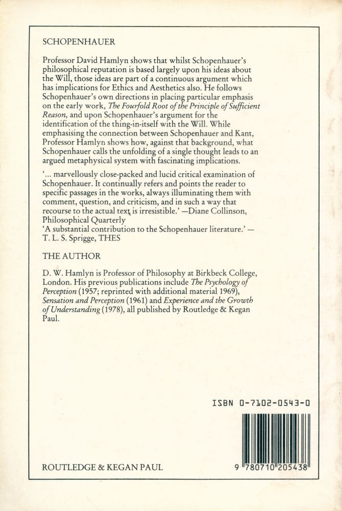 『SCHOPENHAUER : THE ARGUMENTS OF THE PHILOSOPHERS』 4