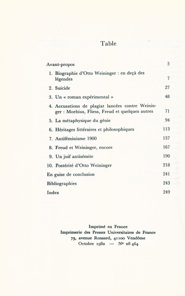 『LE CAS OTTO WEININGER : Racines de l'antiféminisme et de l'antisémitisme』 2