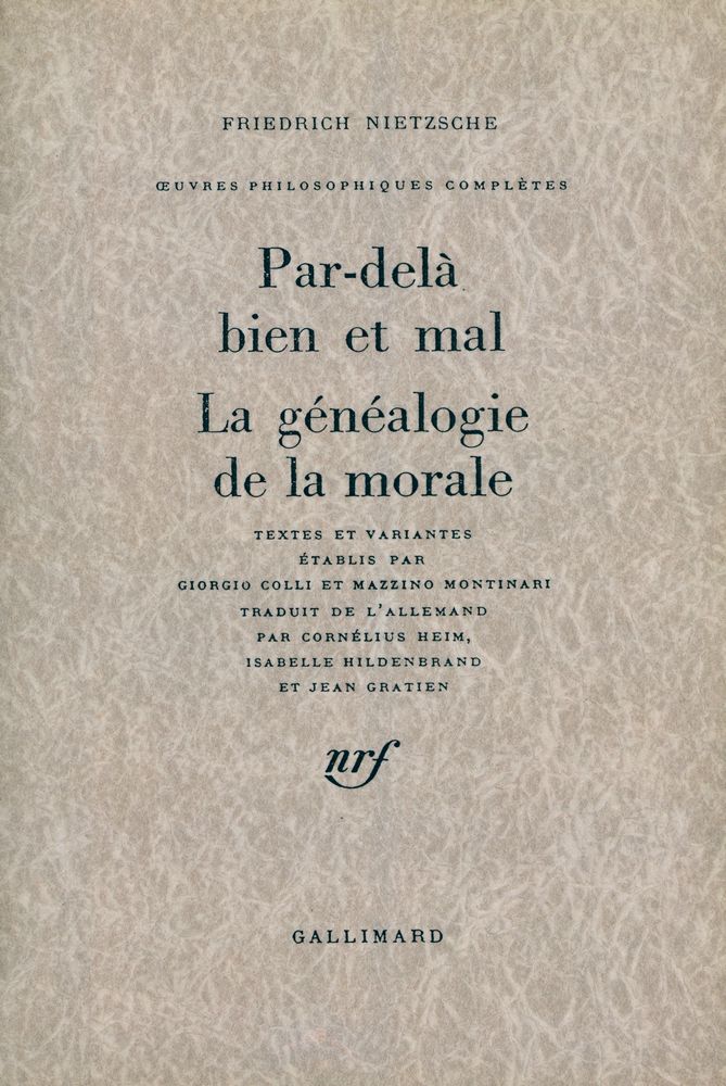 『Par - delà bien et mal : La généalogie de la morale』 1