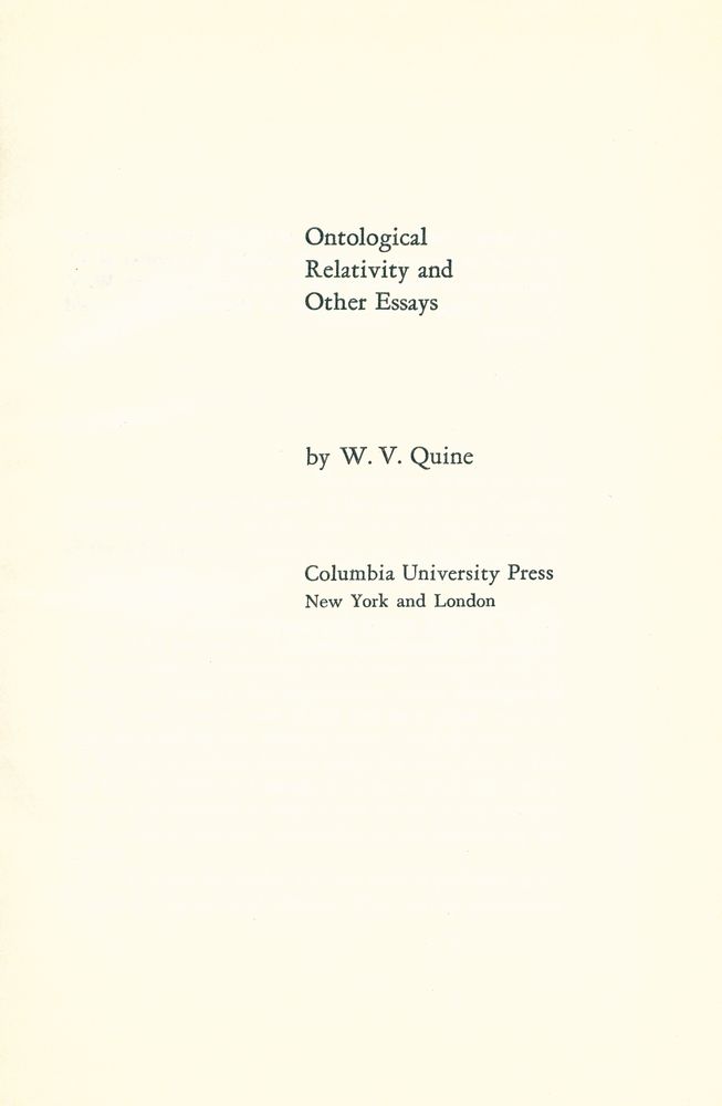 『Ontological Relativity And Other Essays』 1