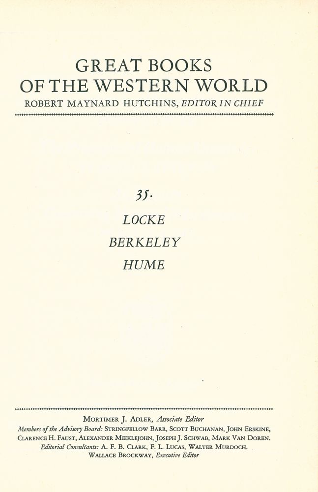 『Great Books of the Western World : 35. LOCKE BERKELEY HUME』    1