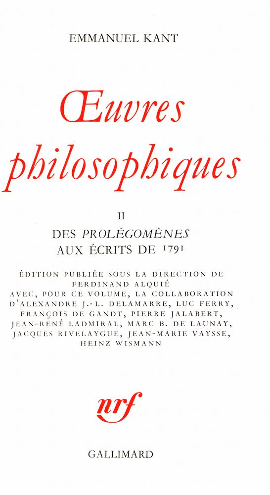 『Œuvres philosophiques Ⅱ: DES PROÈGOMÈNES AUX ÈCRITS DE 1791』 1