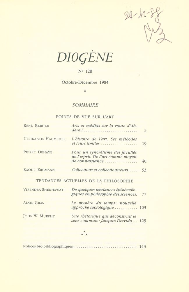 『DIOGÈNE』 128 2