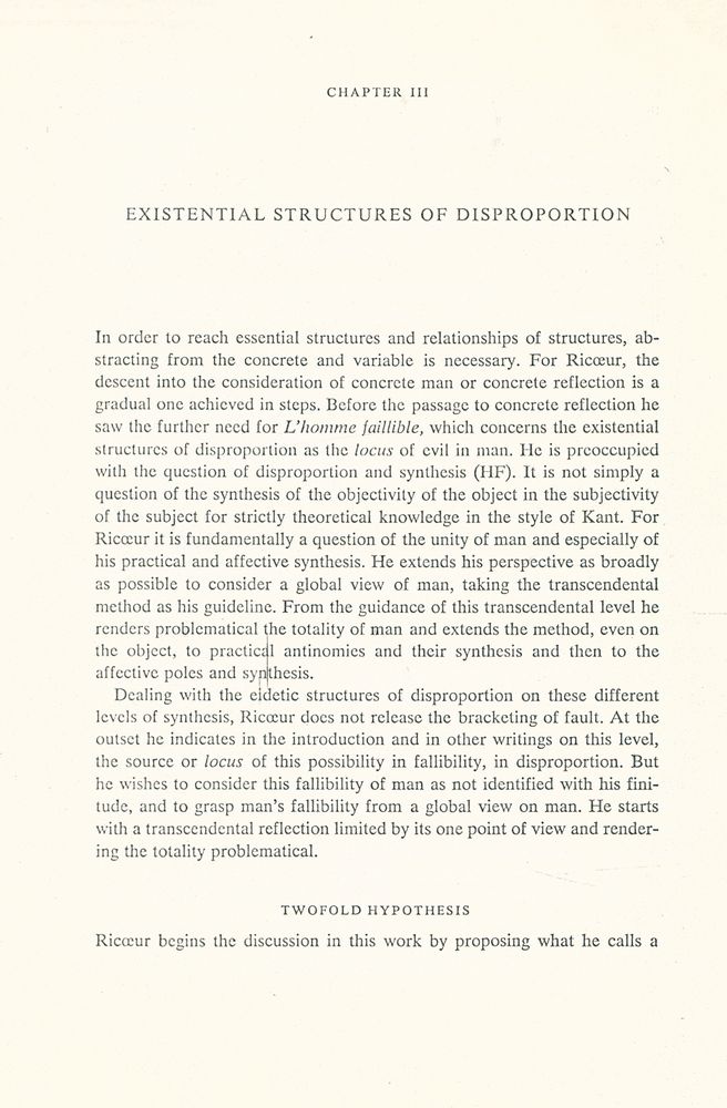 EXISTENTIAL STRUCTURES OF DISPROPORTION 1