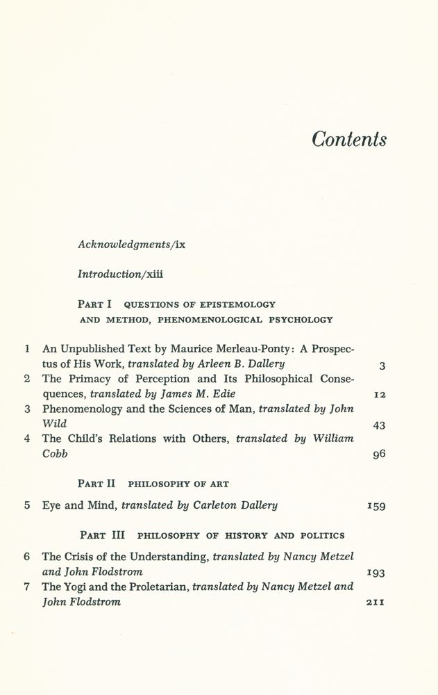 『The Primacy of Perception and Other Essays』 2
