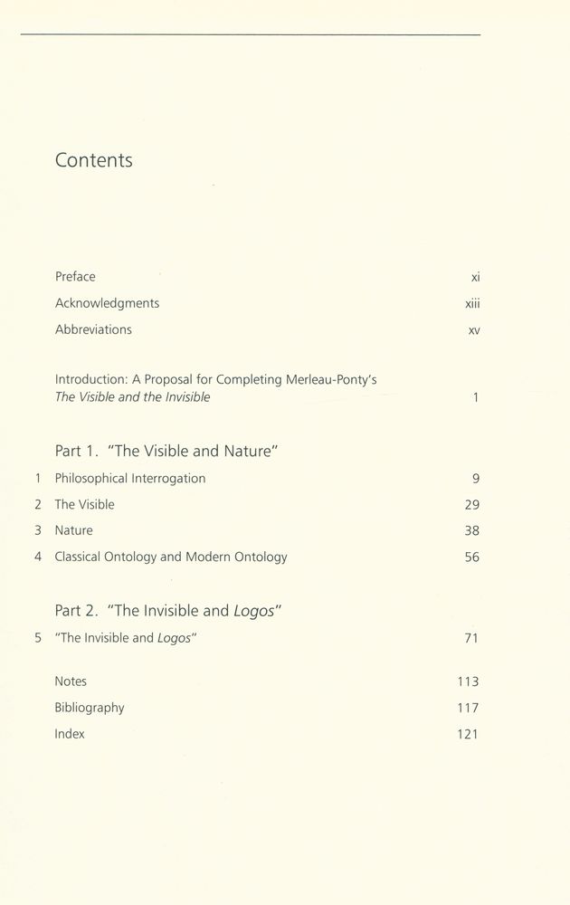 『Merleau - Ponty's last vision : a proposal for the completion of The visible and the invisible』 2