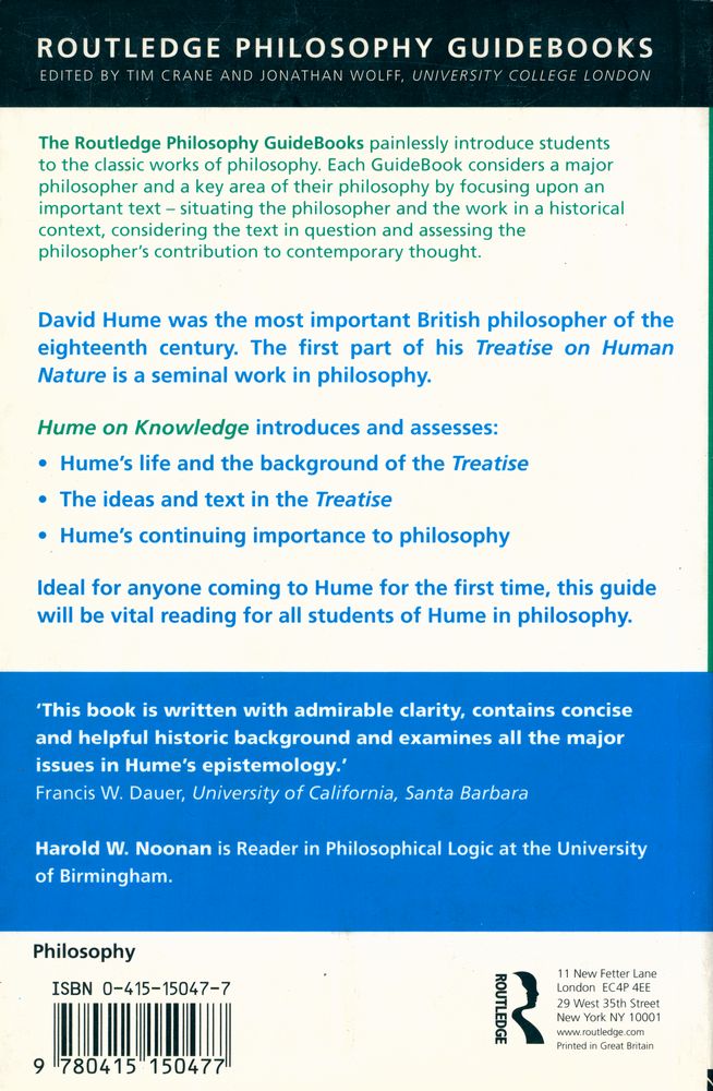 『Routledge philosophy guidebook to Hume on knowledge』 4