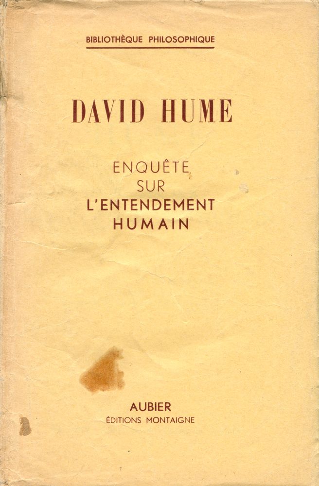 『BIBLIOTHÈQUE PHILOSOPHIQUE - ENQUÊTE SUR L'ENTENDEMENT HUMAIN』 1