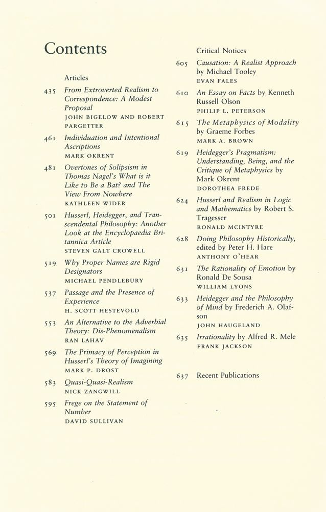 『Philosophy and Phenomenological Research』 Volume L, Number 3, March 1990 2