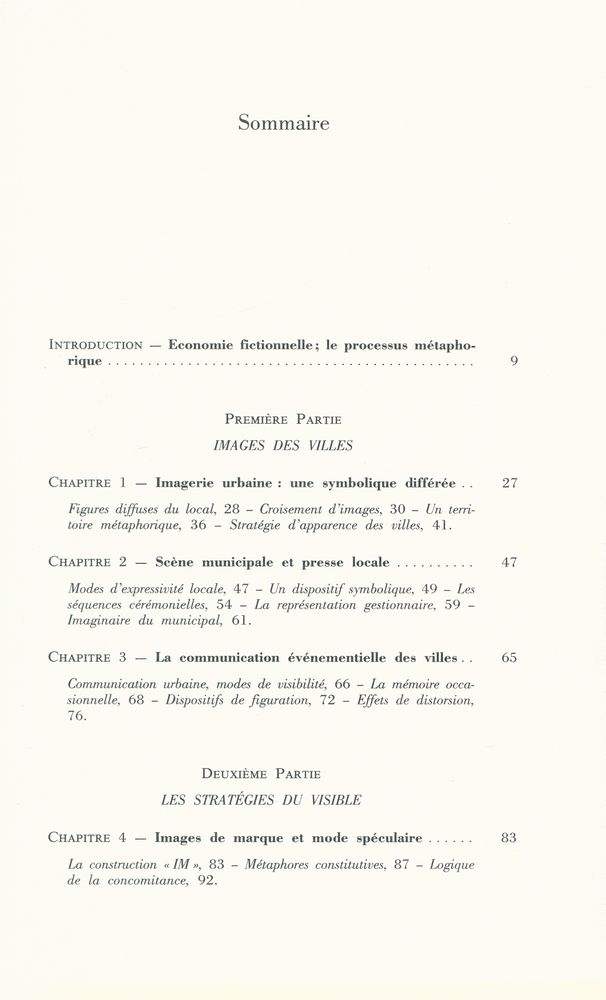 『LA MÉTAPHORE SOCIALE : Image, territoire, communication』 2