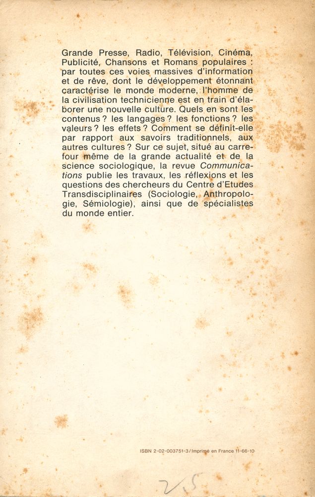 『COMMUNICATIONS 8 : L'ANALYSE STRUCTURALE DU RÉCIT : RECHERCHES SÉMIOLOGIQUES』 2