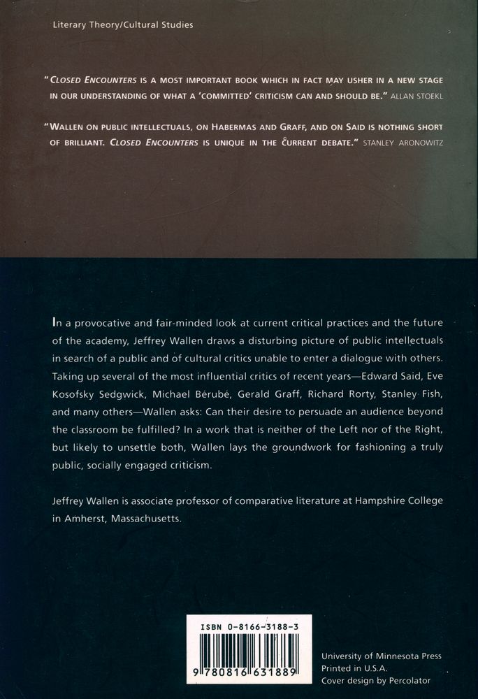 『Closed encounters : literary politics and public culture』 3