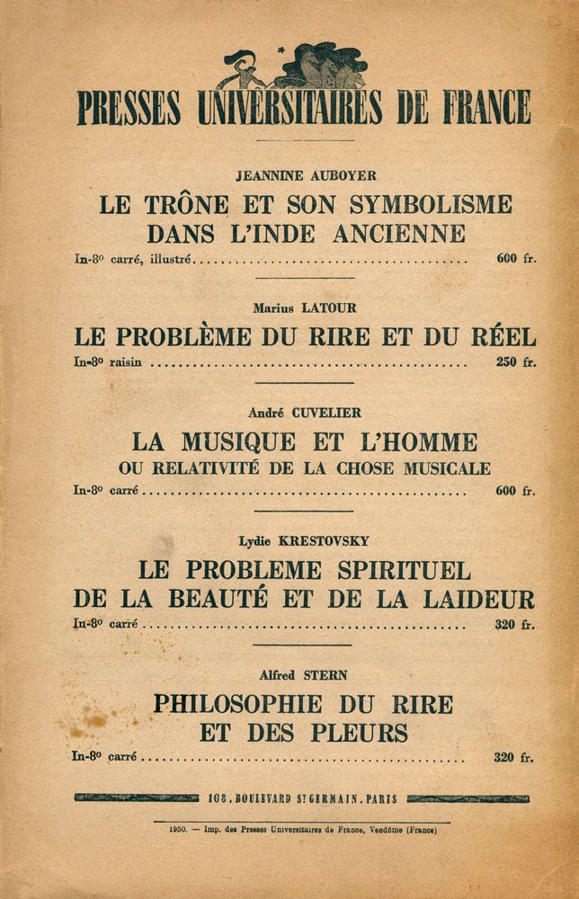 『REVUE D' ESTHÉTIQUE』 TOME DEUX - FASCICULE 2 AVRIL - JUIN 1949 3