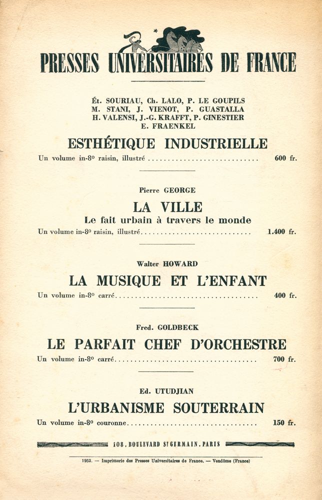 『REVUE D' ESTHÉTIQUE』 TOME CINQ - FASCICULE 2 AVRIL - JUIN 1952 3