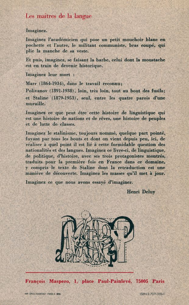 『Les maîtres de la langue : avec des textes de Marr, Staline, Polivanov』 3
