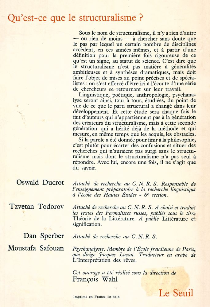 『Qu'est - ce que le structuralisme?』 3