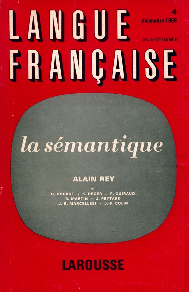 『 Langue française: la sémantique』 1