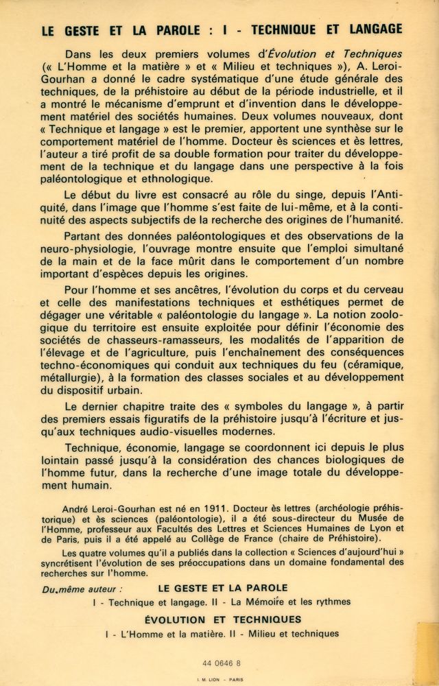 『Le Geste Et La Parole』 5