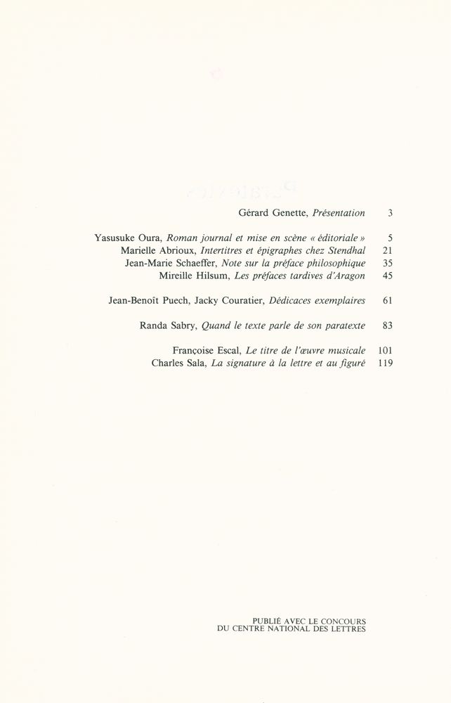 『Poétique』 69, Février 1987 2