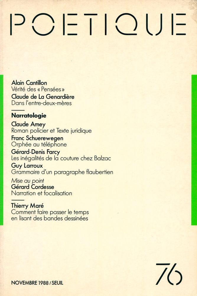 『POETIQUE』 76, NOVEMBRE 1988 1