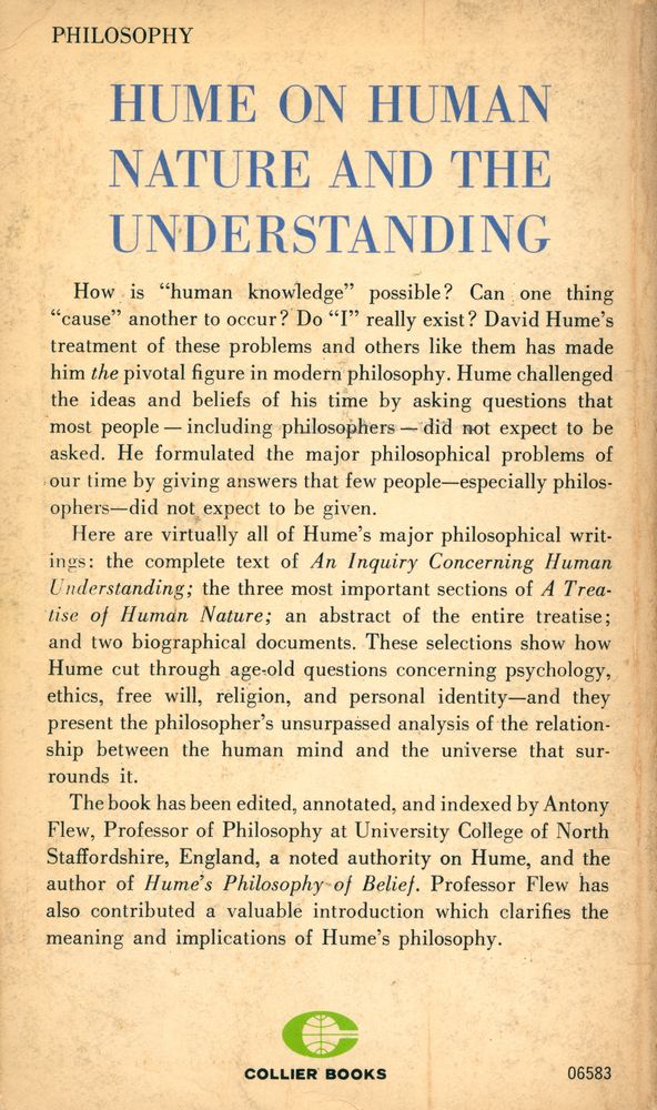 『On Human Nature And the Understanding : Being the complete text of An Inquiry Concerning Human Understanding, together with sections of A treatise of Human Nature, An Abstract of a Treatise of Human Nature, and two biographical documents』 3