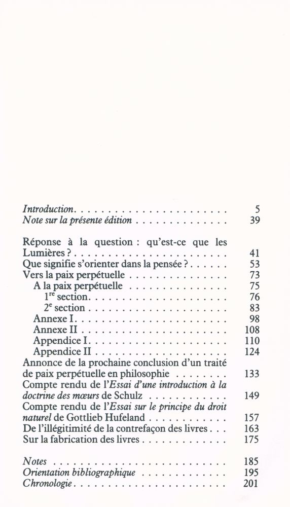 『VERS LA PAIX PERPÉTUELLE. QUE SIGNIFIE S'ORIENTER DANS LA PENSÉE? QU'EST - CE QUE LES LUMIÈRES? : ET AUTRES TEXTES』 2