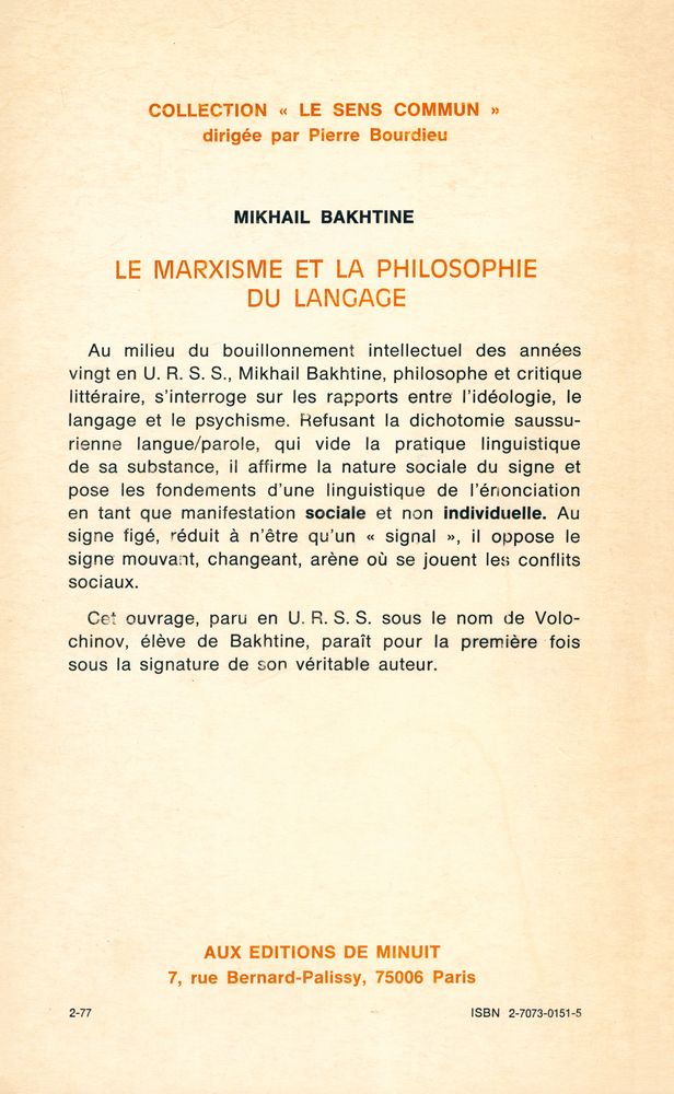 『Le sens commun - Le Marxisme et la philosophie du langage : Essai d'application de la méthode sociologique en linguistique』 5