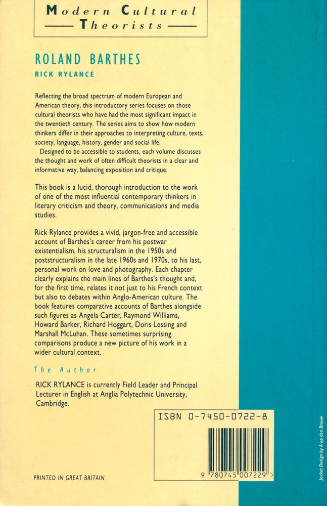 『Modern Cultural Theorists : ROLAND BARTHES』 4