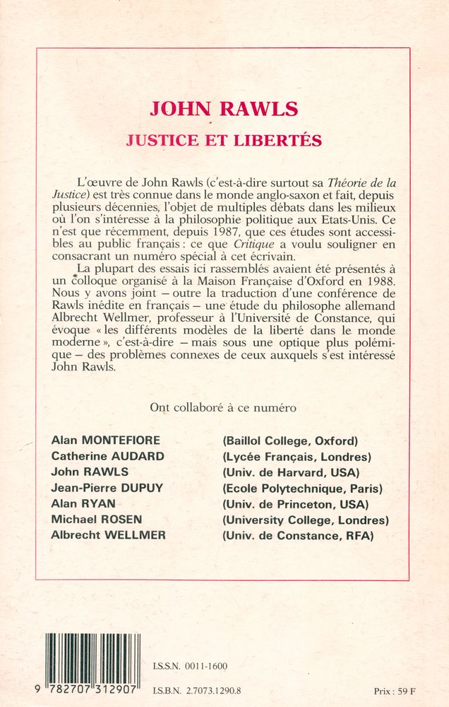 『CRITIQUE』 JUIN JUILLET 1989 3