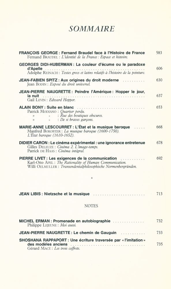 『CRITIQUE』 JUIN JUILLET 1986 2