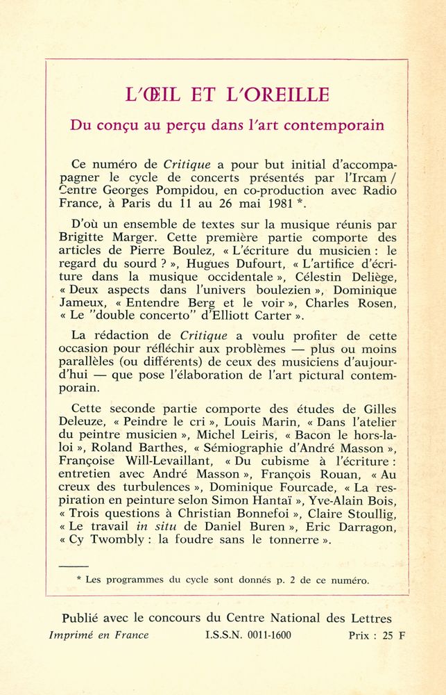 『CRITIQUE』 N° 408 3