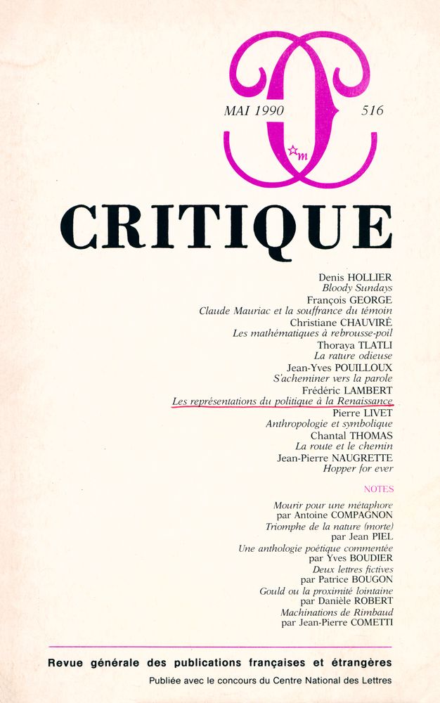 『CRITIQUE』 N° 516 1