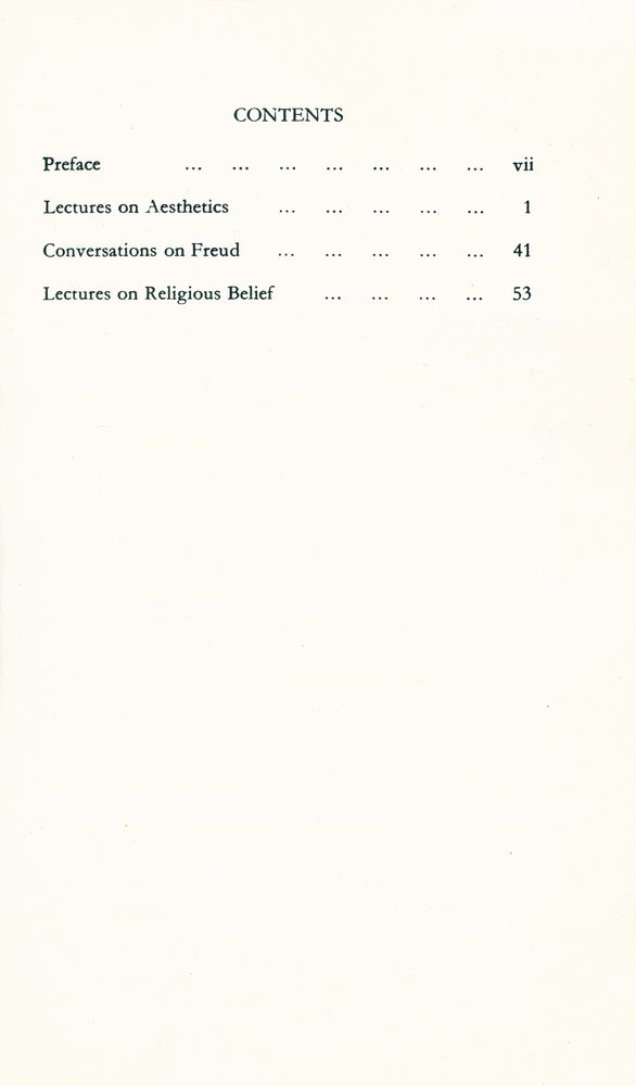 『Lectures and Conversations : ON AESTHETICS, PSYCHOLOGY, AND RELIGIOUS BELIEF』 2