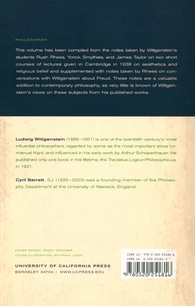 『Lectures and Conversations : ON AESTHETICS, PSYCHOLOGY, AND RELIGIOUS BELIEF』 3