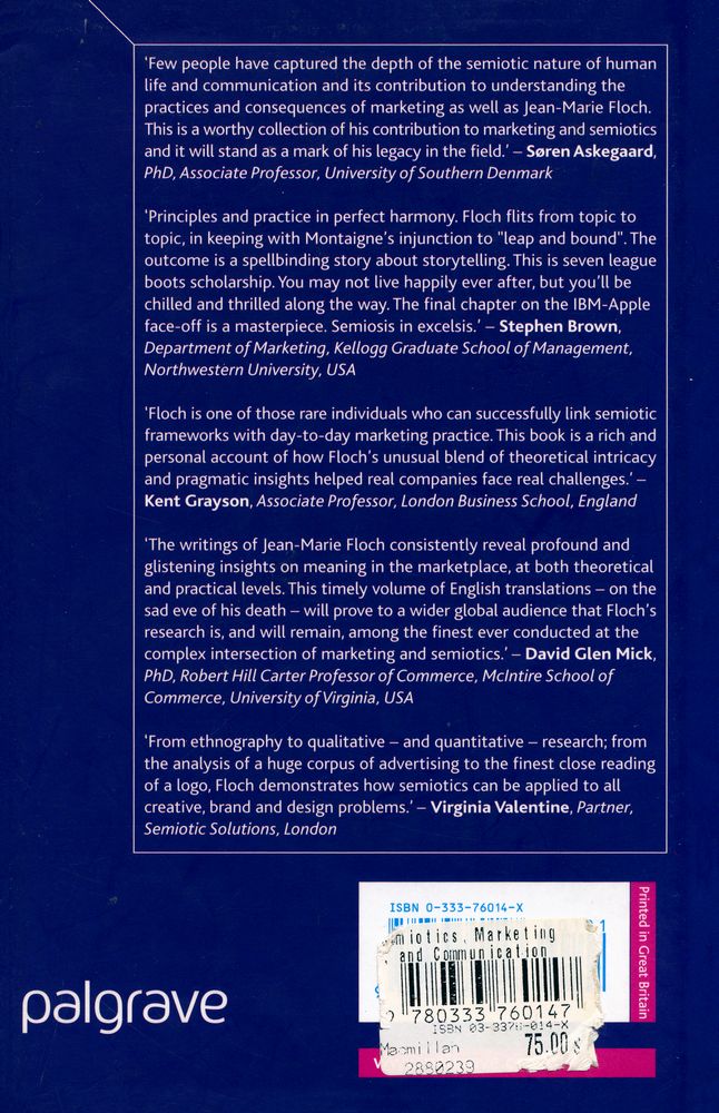 『Semiotics, marketing, and communication : beneath the signs, the strategies』 4
