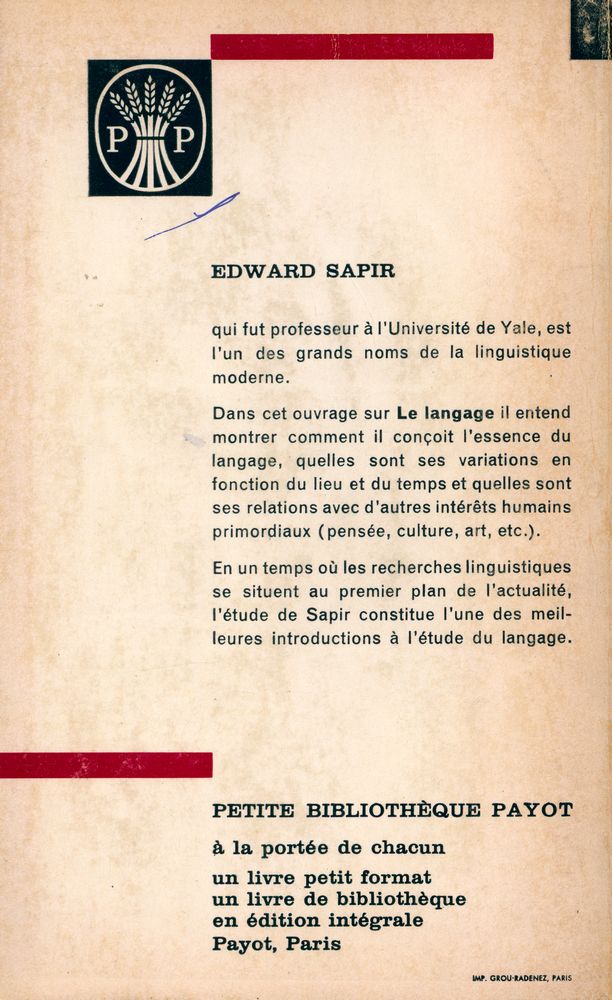 『LE LANGAGE : Introduction à l'étude de la parole』 7