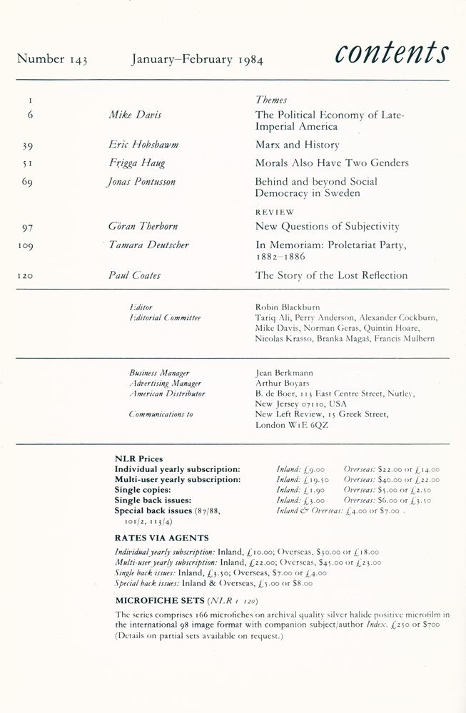 『new left review』  Volume 25 Number 143 - 148 2