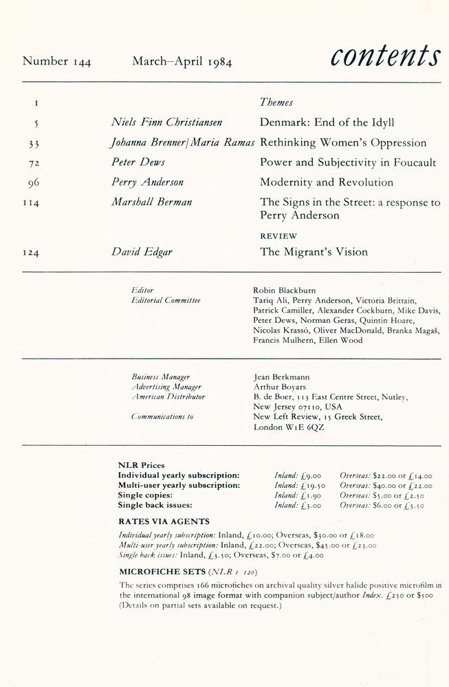 『new left review』  Volume 25 Number 143 - 148 3