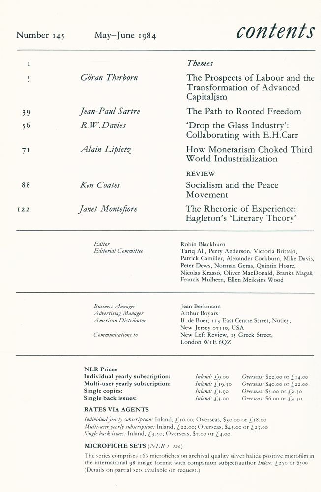 『new left review』  Volume 25 Number 143 - 148 4