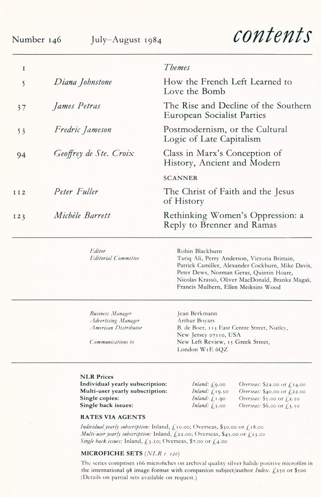 『new left review』  Volume 25 Number 143 - 148 5